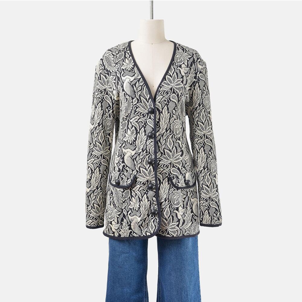 Vintage The Limited Floral Knit Jacket Cardigan Blazer Button Front Top M